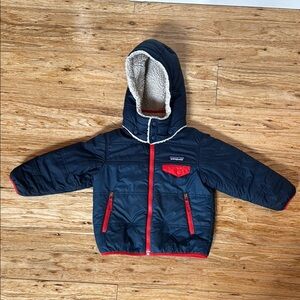 Patagonia Navy Tribble Reversible Hooded Jacket with Fleece